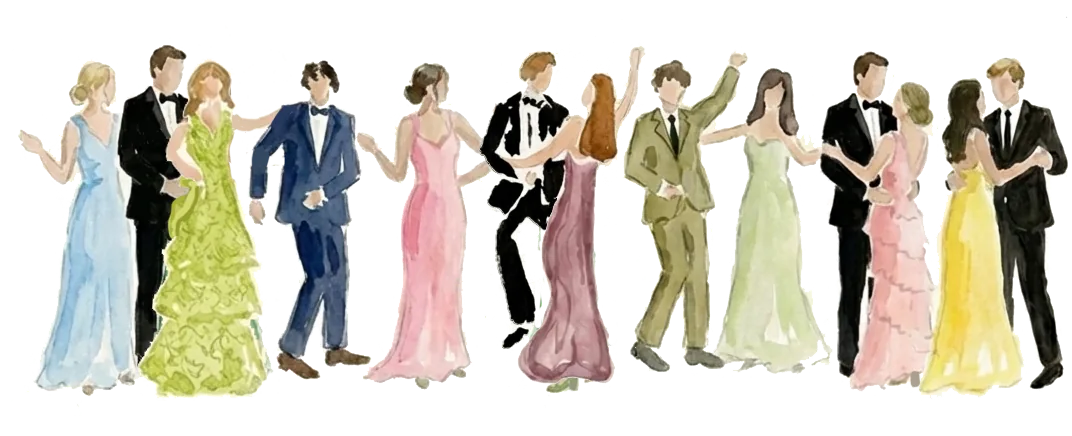 Invitados vestidos de etiqueta